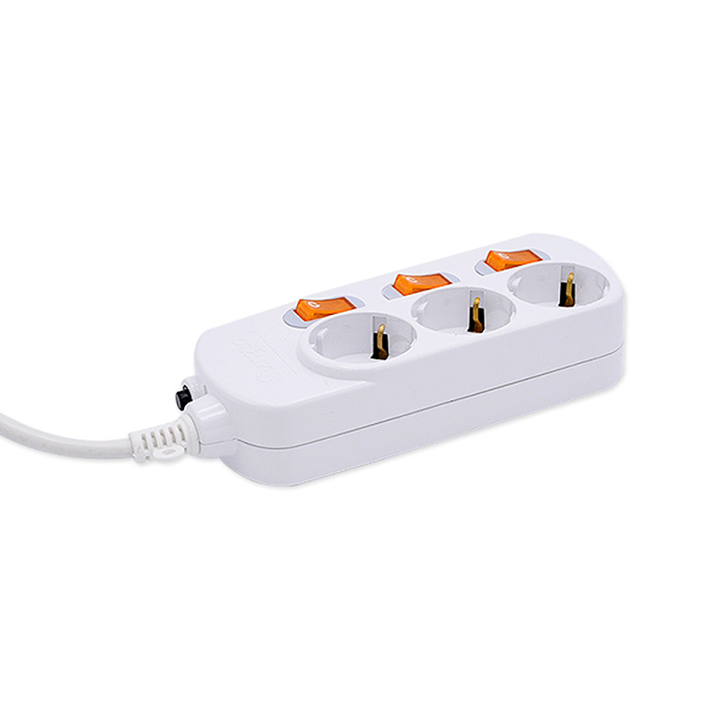 3 Solices de tomada da UE Socket com botão de proteção independente da chave e sobrecarga 3 Solices de tomada da UE Socket com botão de proteção independente da chave e sobrecarga