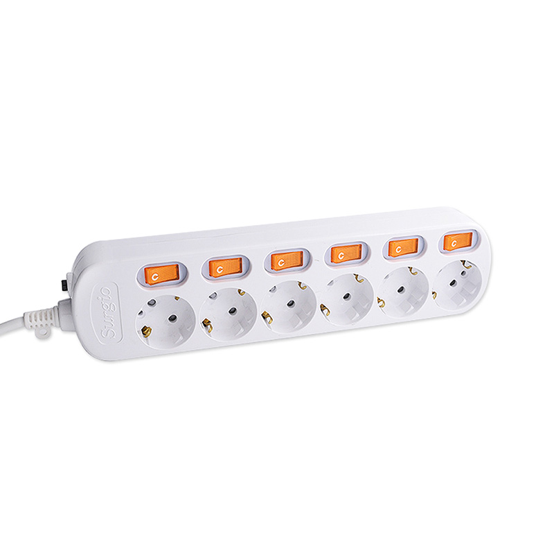 Instalação rápida 6 pontos de venda da UE Socket com interruptor independente Instalação rápida 6 pontos de venda da UE Socket com interruptor independente